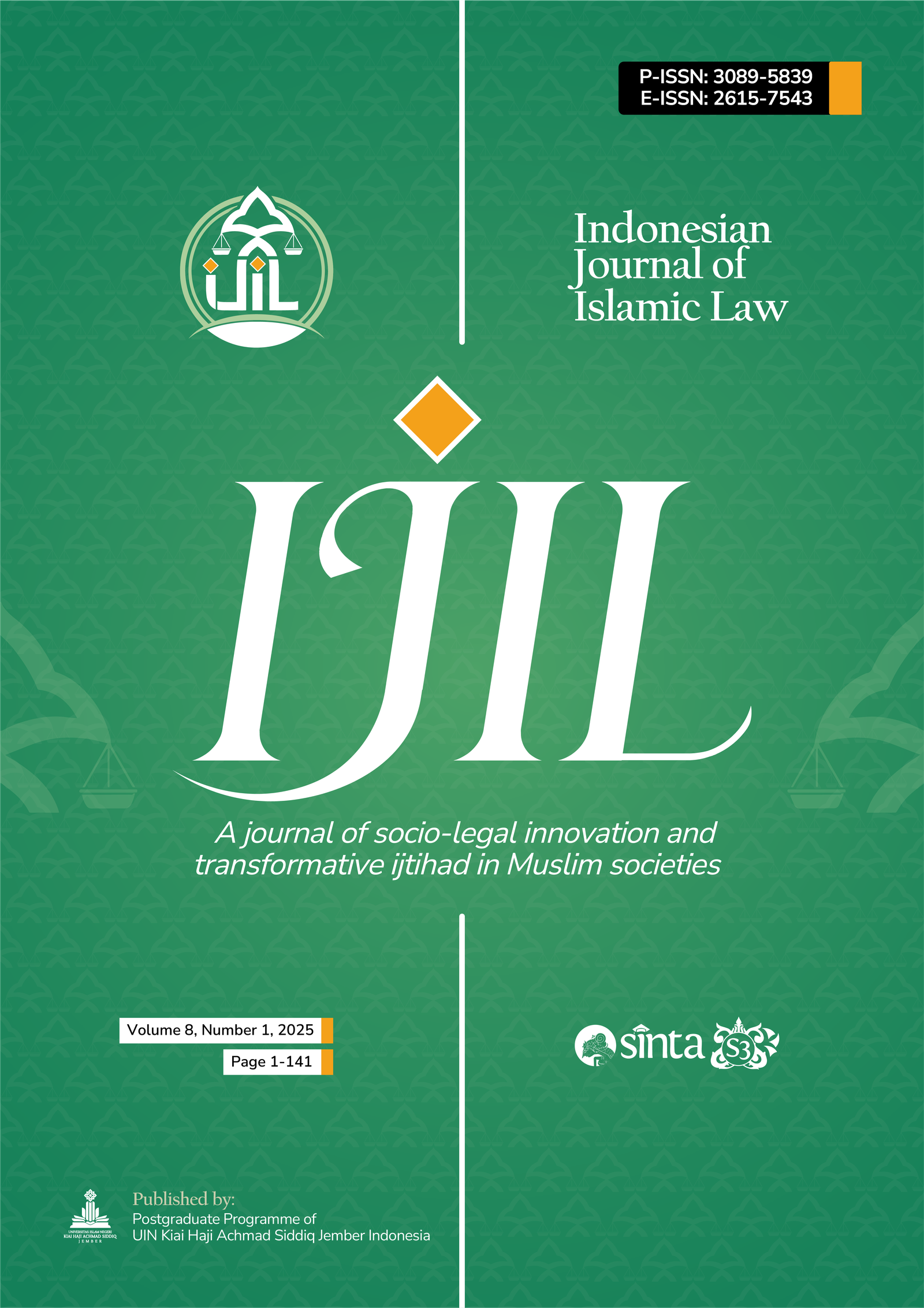 					View Vol. 8 No. 1 (2025): Indonesian Journal of Islamic Law
				